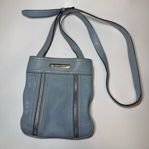 Michael Kors Moxley Light Blue Pebbled Crossbody Bag